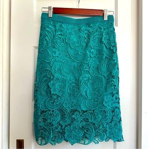 Daisy Teal Lace Midi Pencil Skirt
